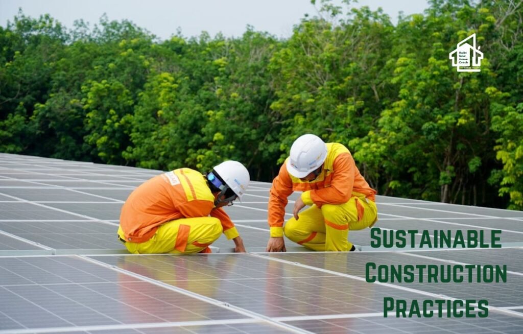 Construction workers on a solar panel roof